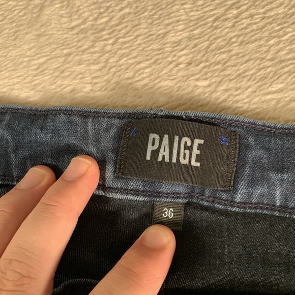 Paige Lennox Jeans Mens 36x29 Blue‎ Dark Wash Stretch Straight Leg Low Rise - Picture 3 of 11